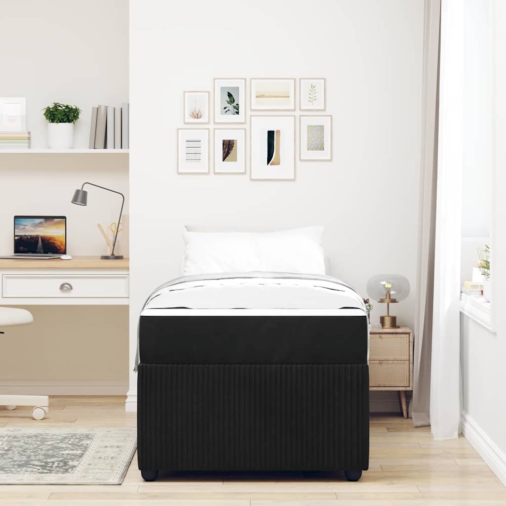 Cadre de lit avec matelas Noir 100 x 200 cm tissu - XIOS