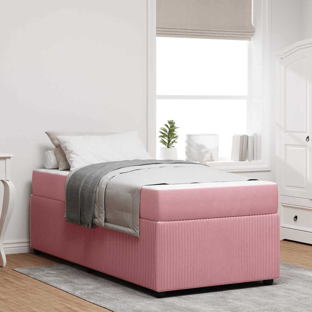 Cadre de lit avec matelas Rose 100 x 200 cm tissu - XIOS
