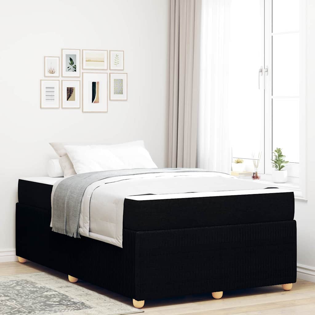 Cadre de lit avec matelas avec matelas Noir 120 x 190 cm tissu - XIOS