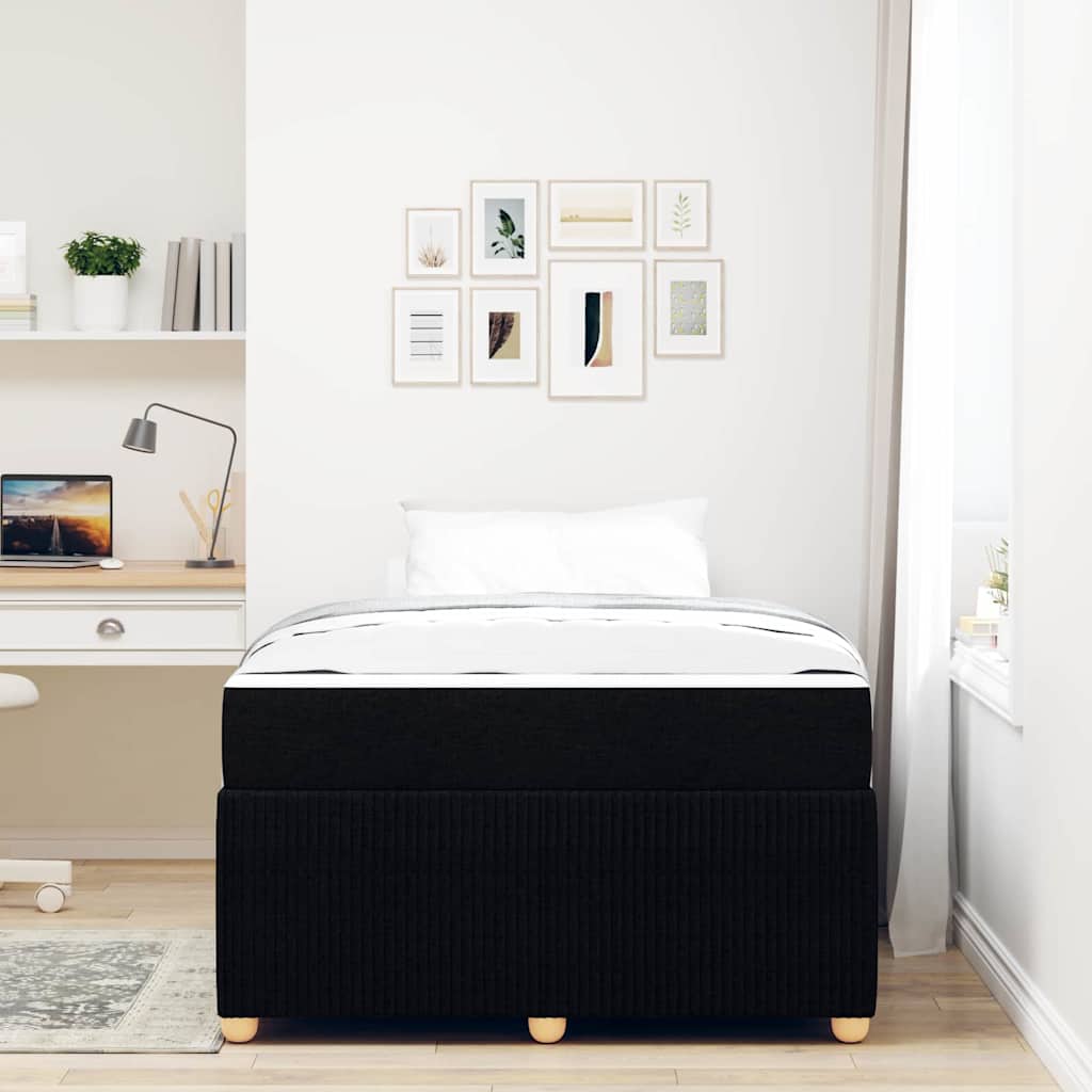 Cadre de lit avec matelas avec matelas Noir 120 x 190 cm tissu - XIOS