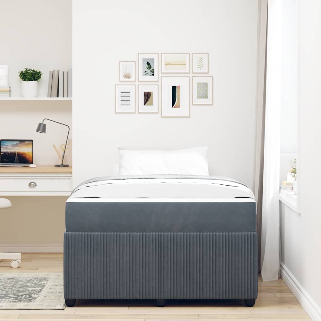 Cadre de lit avec matelas Gris foncé 120 x 190 cm Velours - XIOS