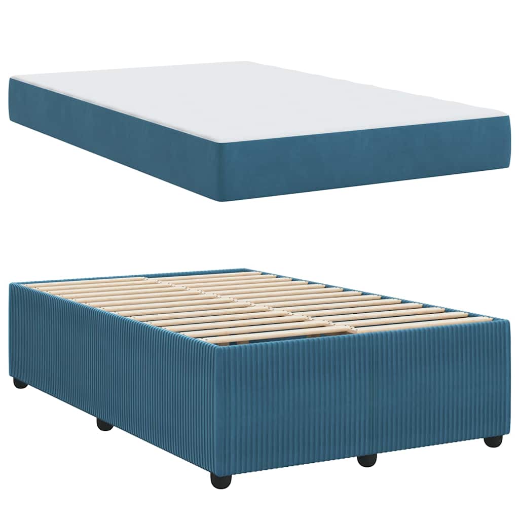 Cadre de lit avec matelas Bleu 120 x 190 cm tissu - XIOS