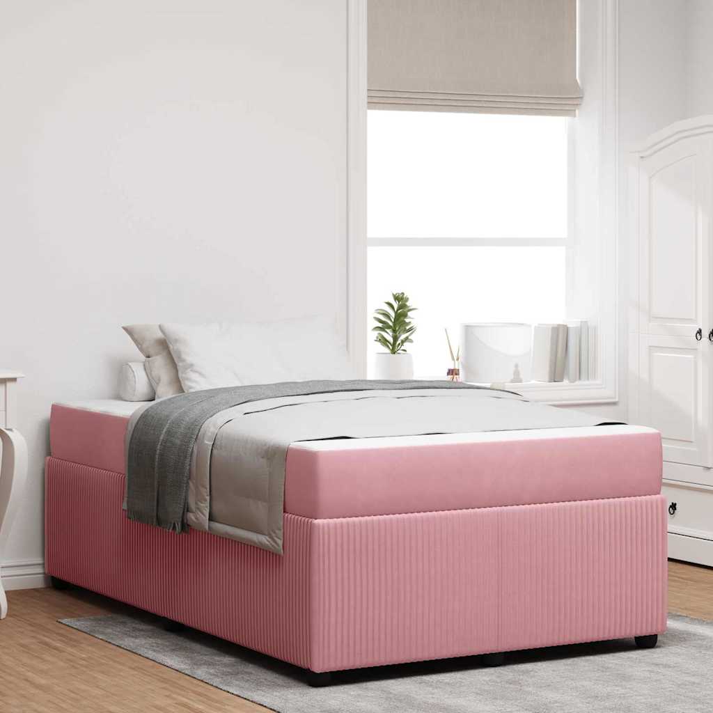 Cadre de lit avec matelas Rose 120 x 190 cm tissu - XIOS