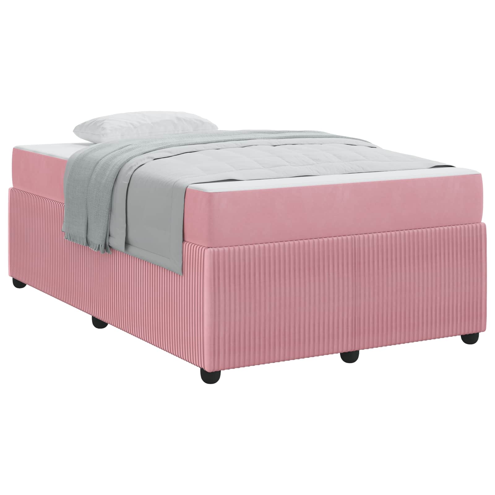 Cadre de lit avec matelas Rose 120 x 190 cm tissu - XIOS