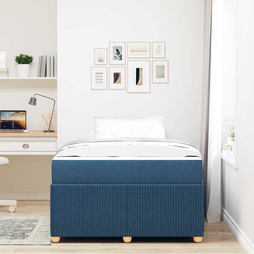 Cadre de lit avec matelas Bleu 120 x 200 cm tissu - XIOS