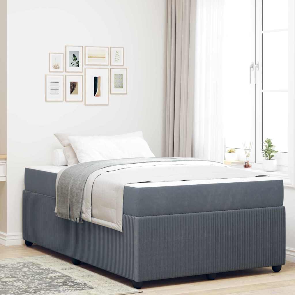Cadre de lit avec matelas Gris foncé 120 x 200 cm tissu - XIOS