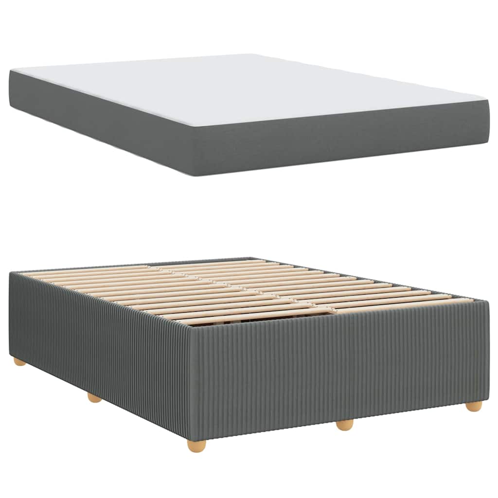 Cadre de lit avec matelas Gris foncé 160 x 200 cm tissu - XIOS
