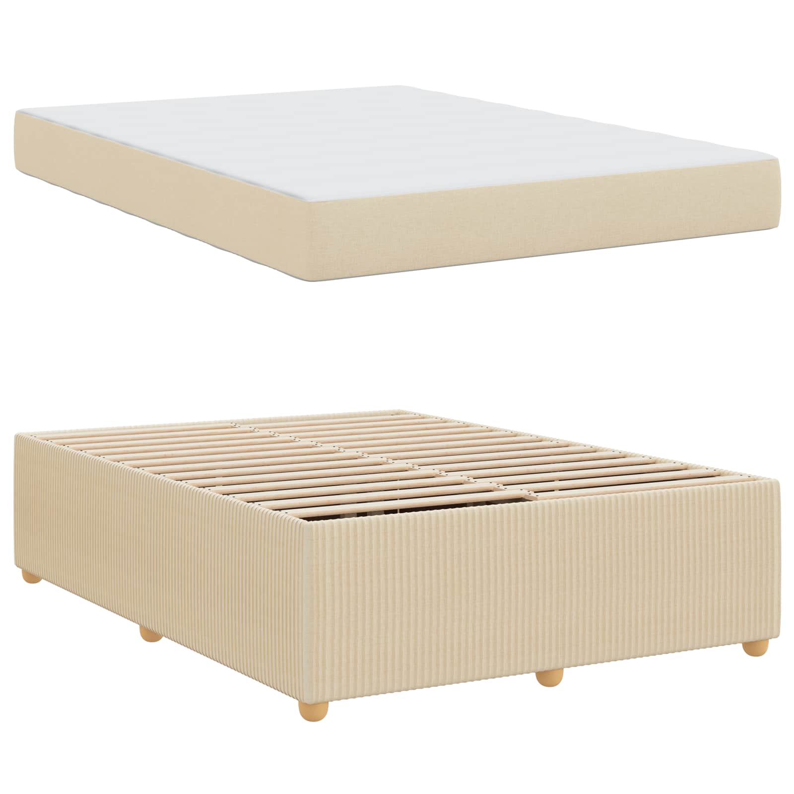 Cadre de lit avec matelas Crème 160 x 200 cm tissu - XIOS