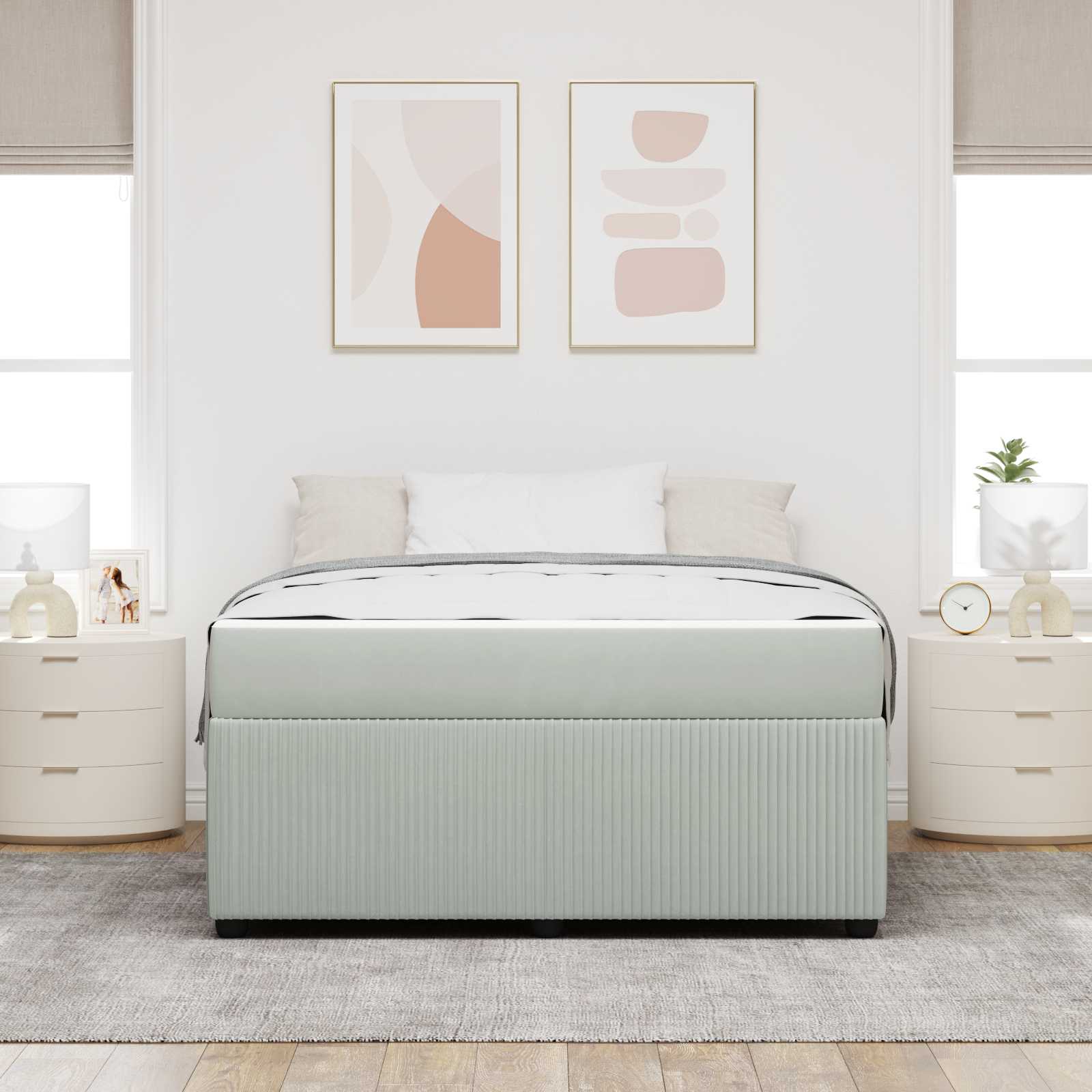 Cadre de lit avec matelas Gris clair 160 x 200 cm tissu - XIOS