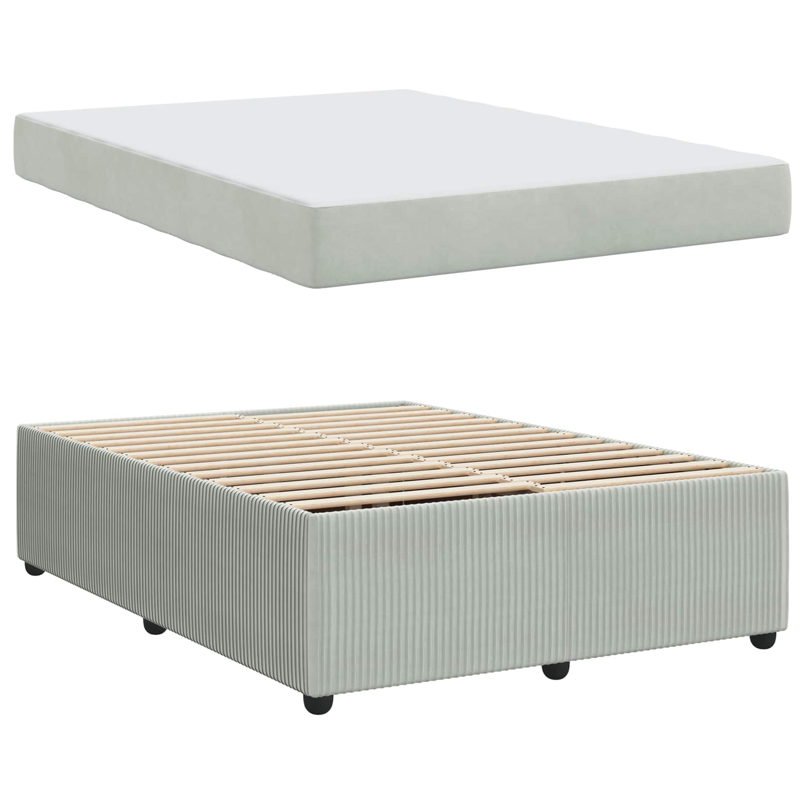 Cadre de lit avec matelas Gris clair 160 x 200 cm tissu - XIOS