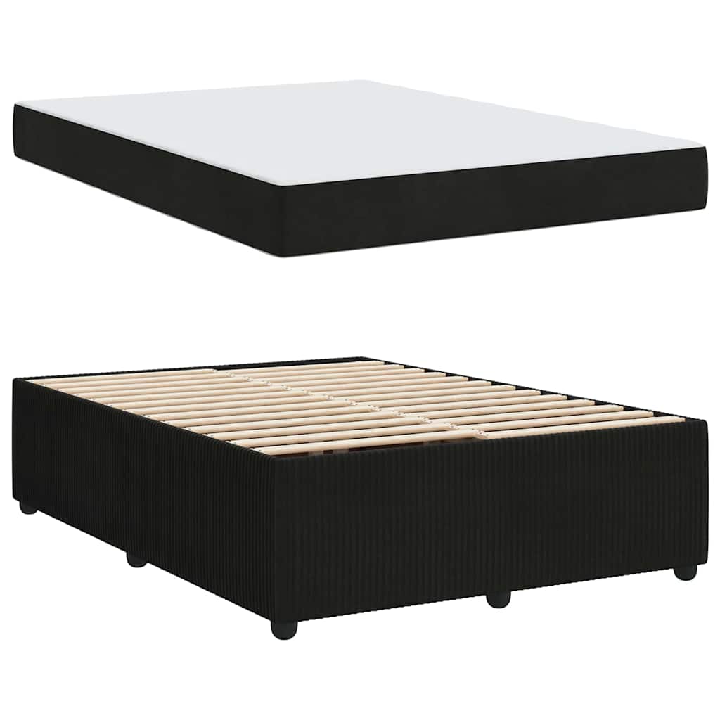 Cadre de lit avec matelas Noir 160 x 200 cm tissu
