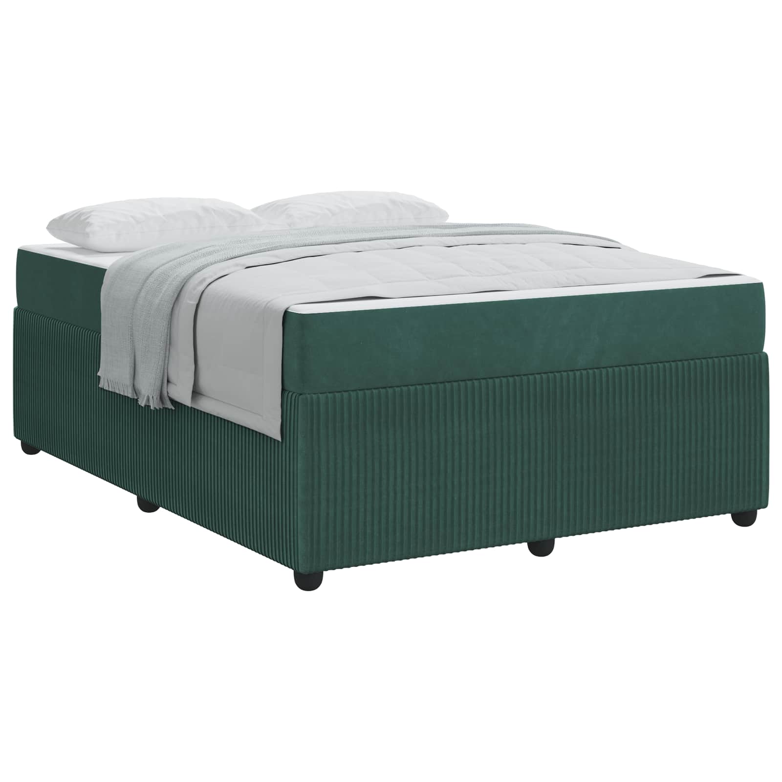 Cadre de lit avec matelas Vert foncé 160 x 200 cm tissu