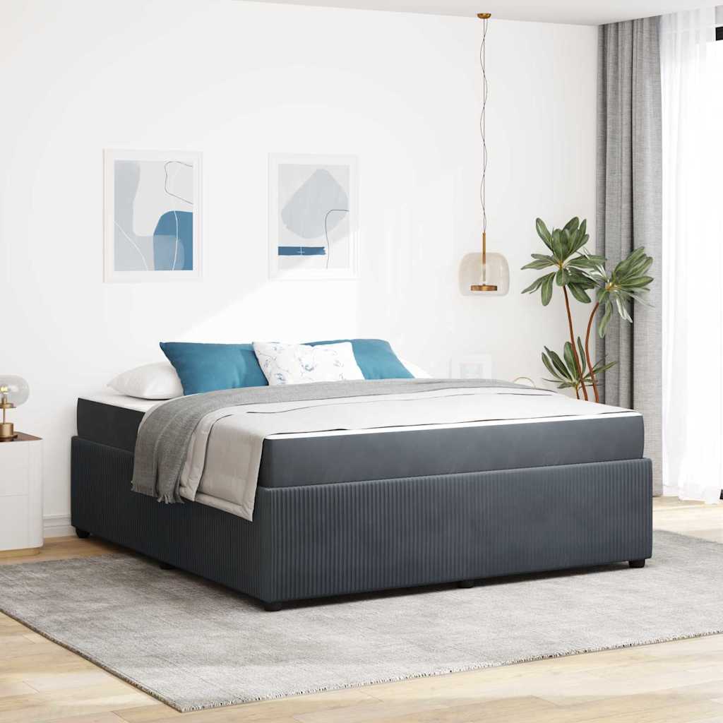 Cadre de lit avec matelas Gris foncé 180 x 200 cm tissu - XIOS