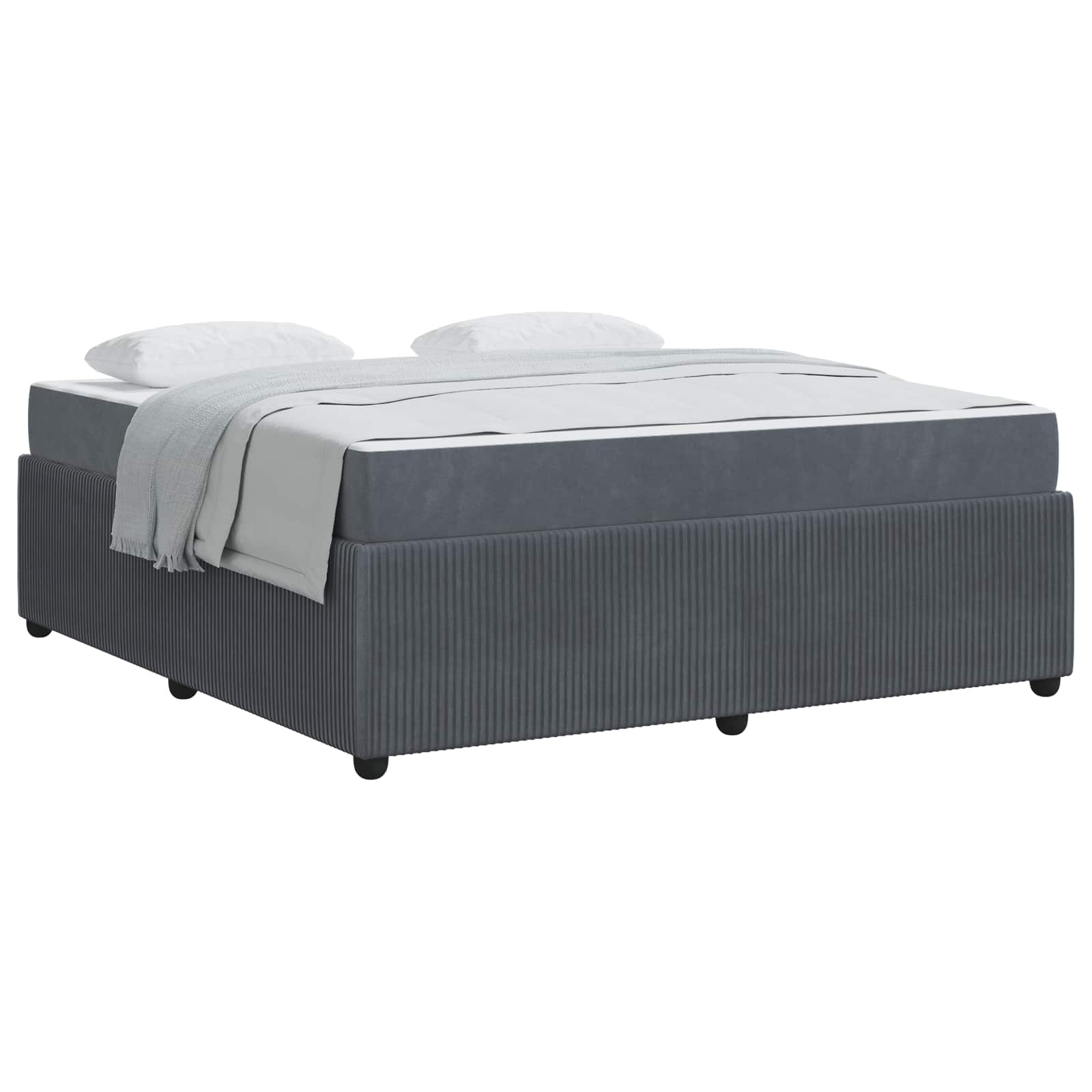 Cadre de lit avec matelas Gris foncé 180 x 200 cm tissu - XIOS