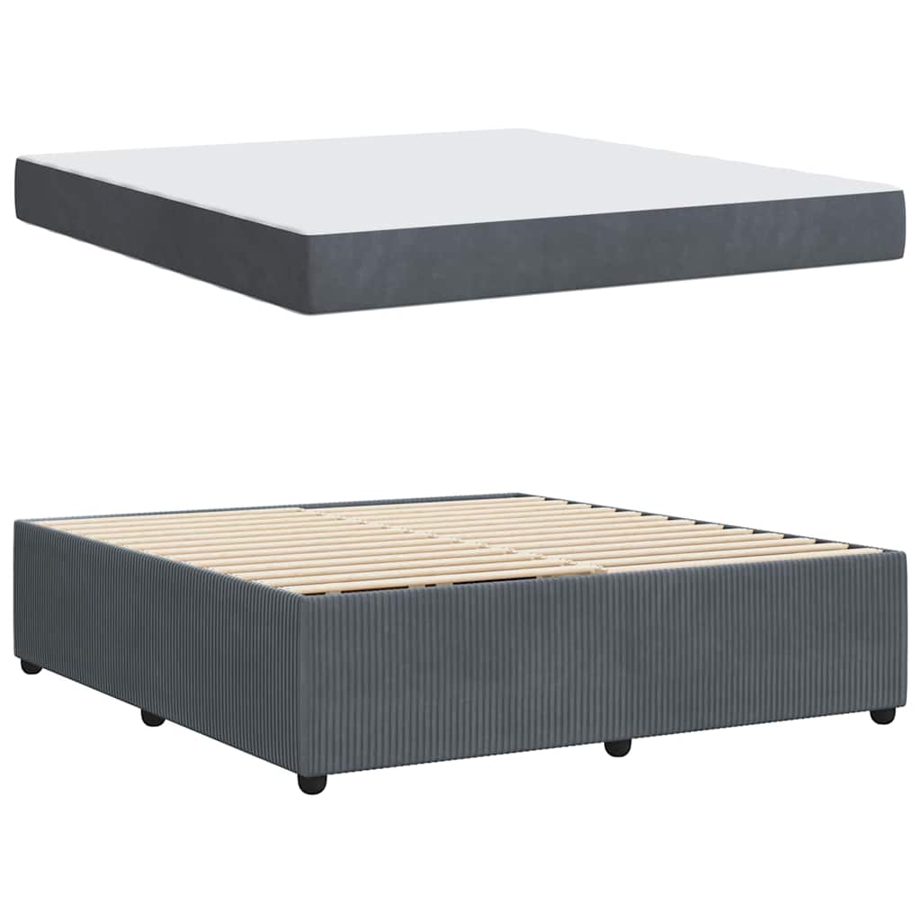 Cadre de lit avec matelas Gris foncé 180 x 200 cm tissu - XIOS