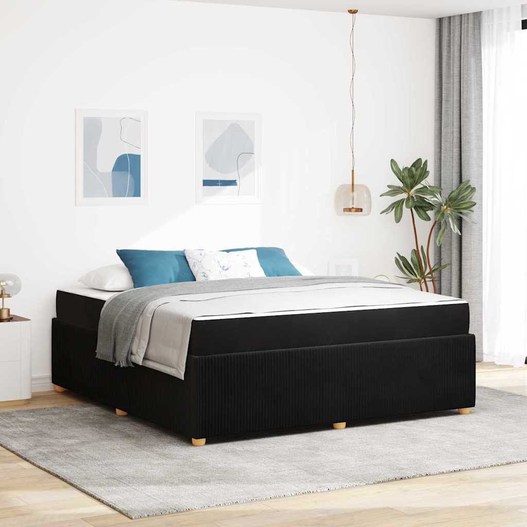 Cadre de lit avec matelas Noir 180 x 200 cm tissu - XIOS