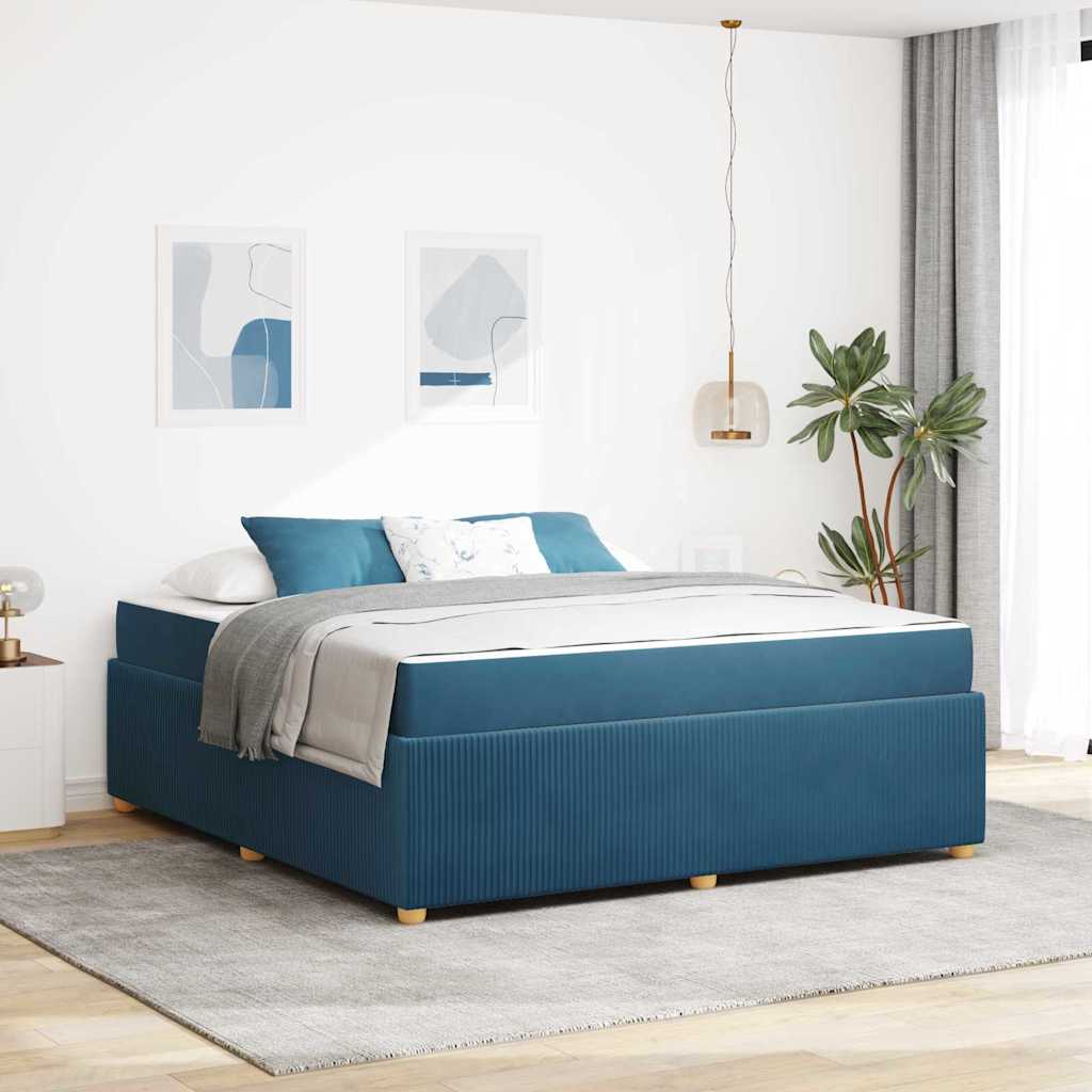 Cadre de lit avec matelas Bleu 180 x 200 cm tissu - XIOS