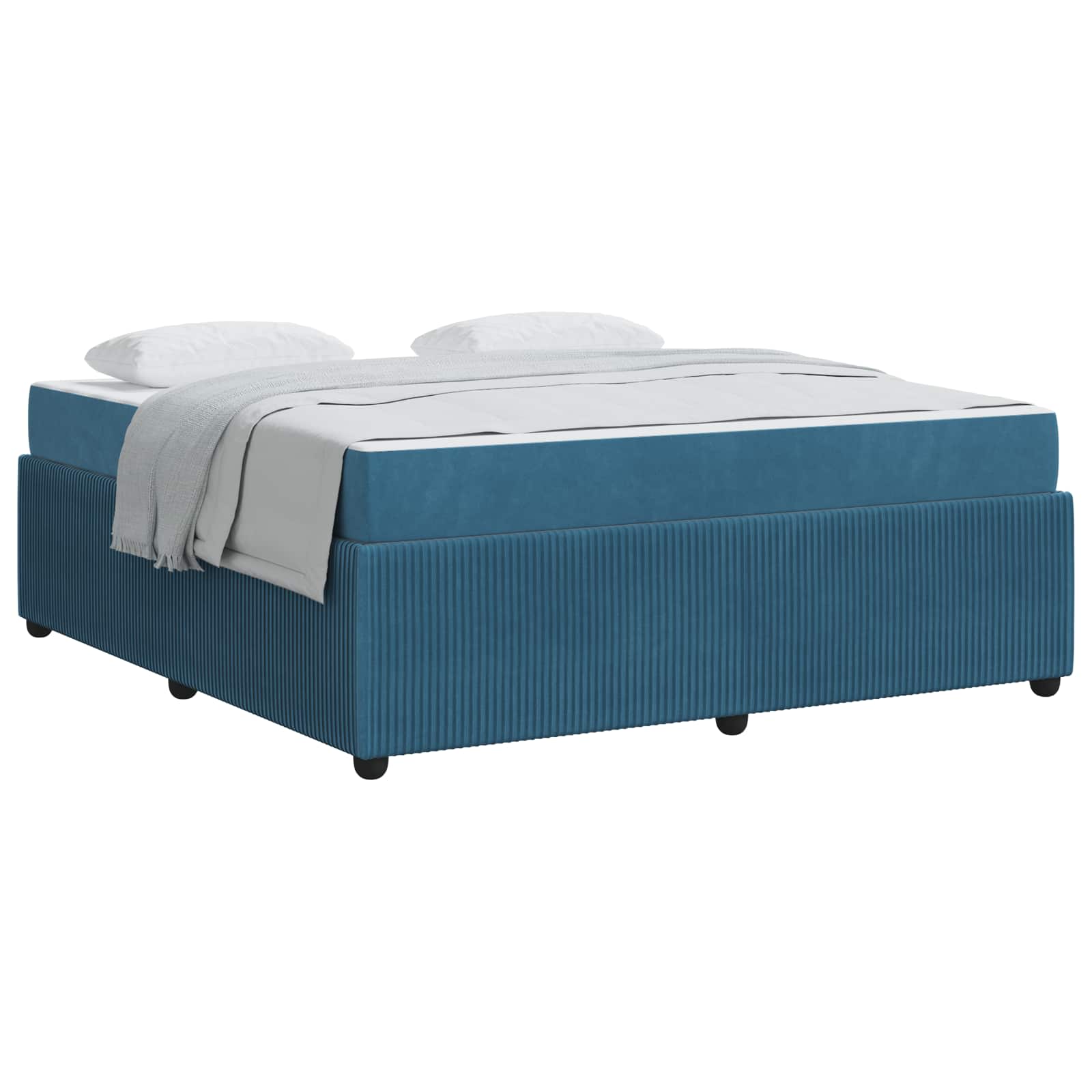 Cadre de lit avec matelas Bleu 180 x 200 cm tissu - XIOS