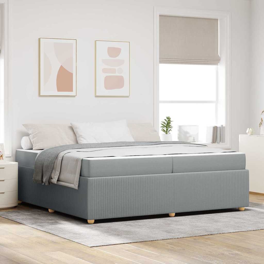 Cadre de lit avec matelas Gris clair 200 x 200 cm tissu - XIOS