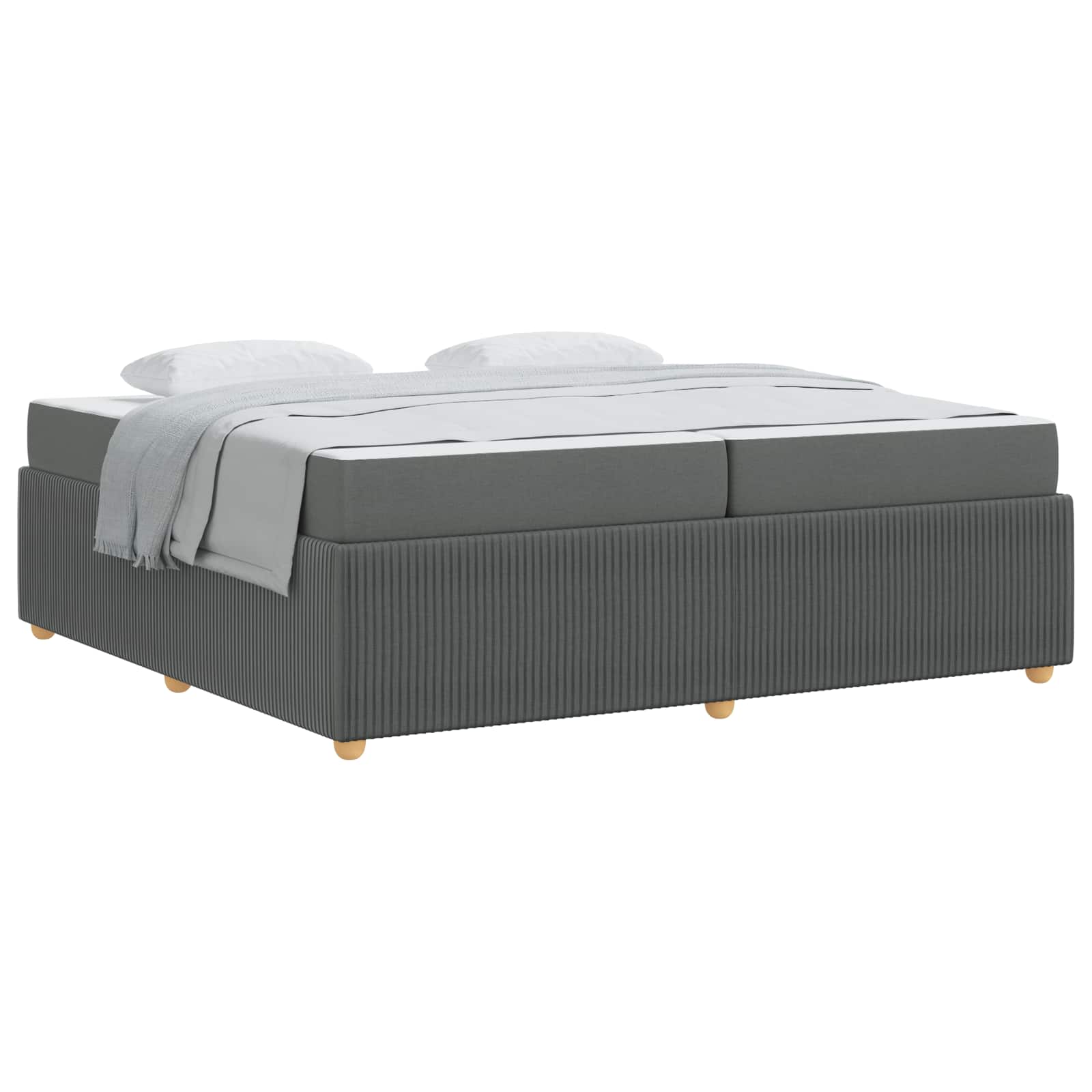 Cadre de lit avec matelas Gris foncé 200 x 200 cm tissu - XIOS