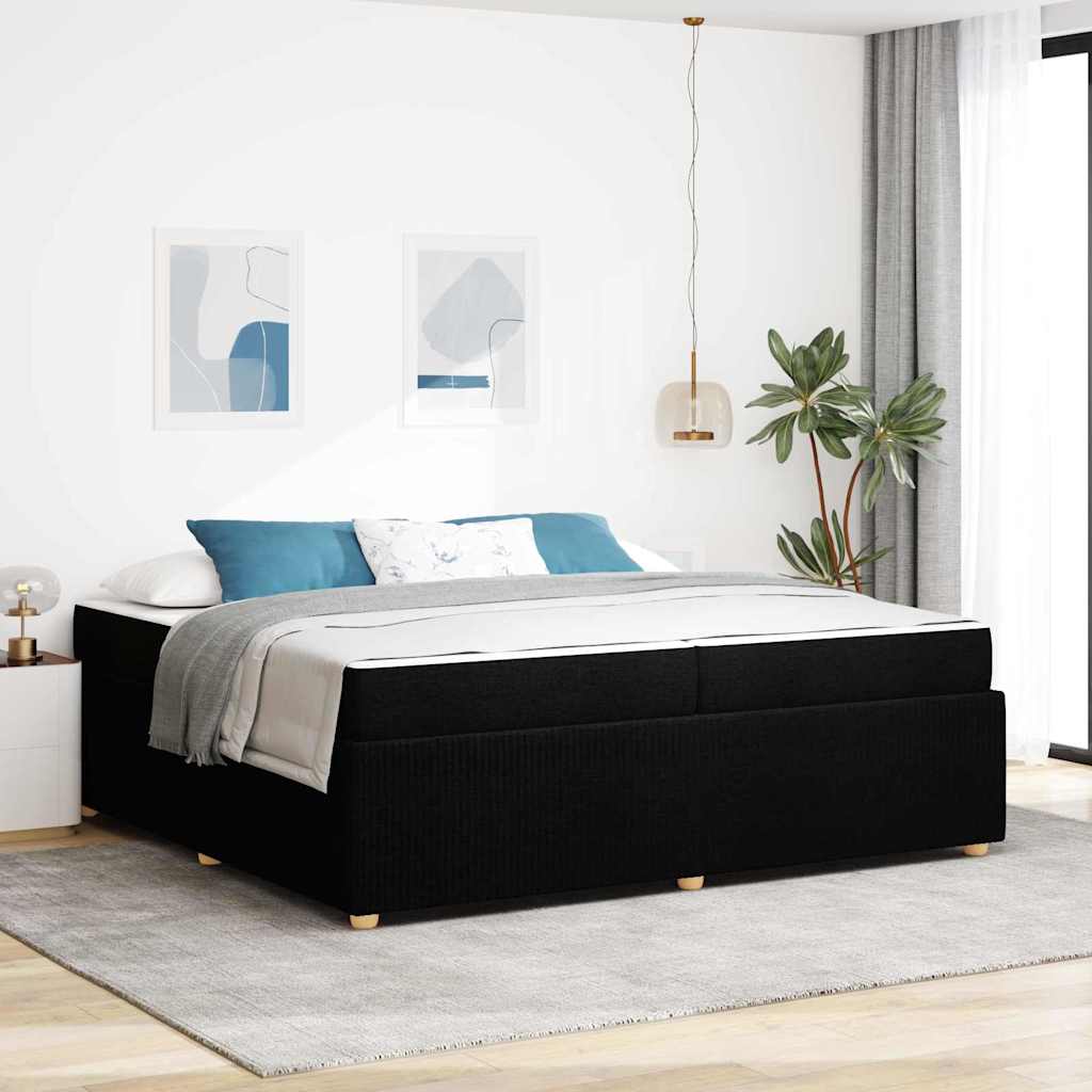 Cadre de lit avec matelas Noir 200 x 200 cm tissu - XIOS