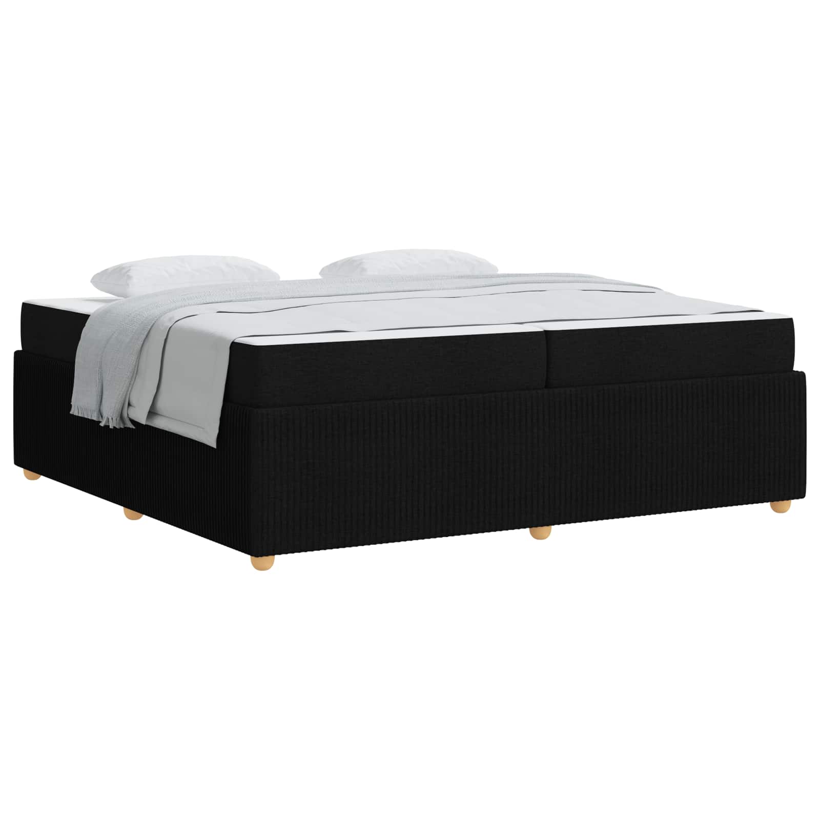 Cadre de lit avec matelas Noir 200 x 200 cm tissu - XIOS