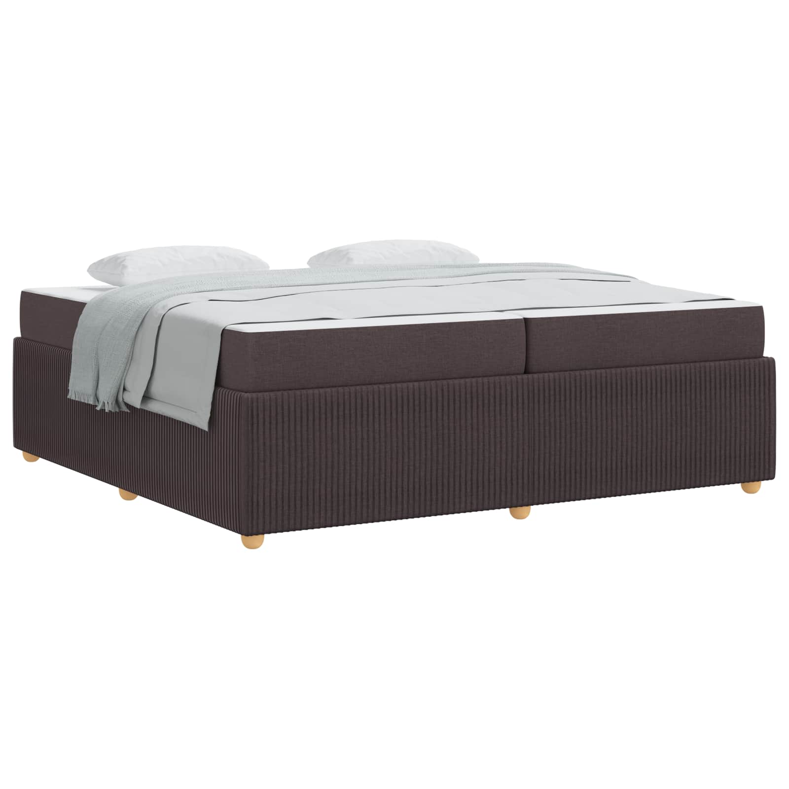 Cadre de lit avec matelas Marron foncé 200 x 200 cm tissu - XIOS