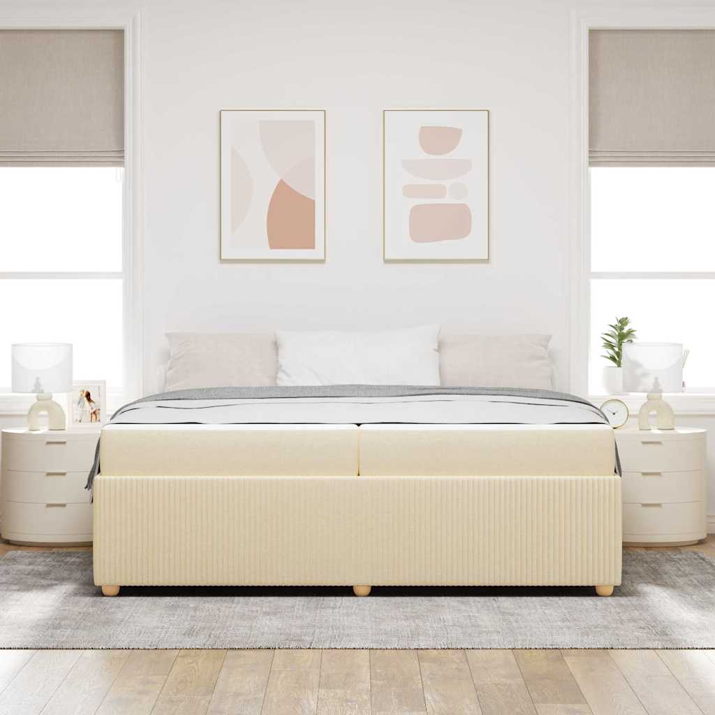 Cadre de lit avec matelas Crème 200 x 200 cm tissu - XIOS