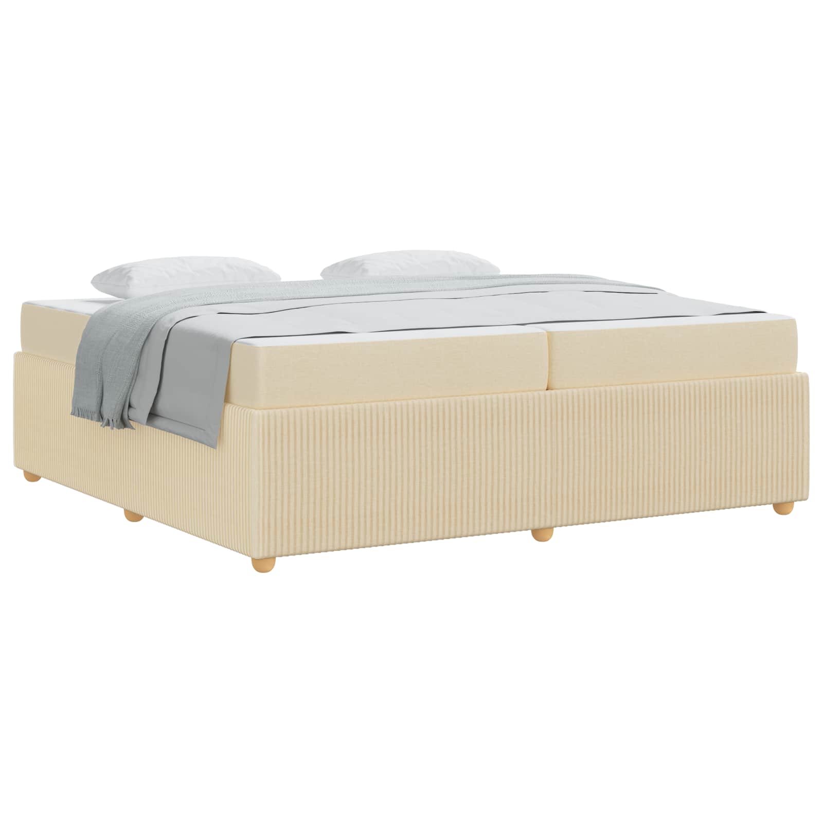 Cadre de lit avec matelas Crème 200 x 200 cm tissu - XIOS