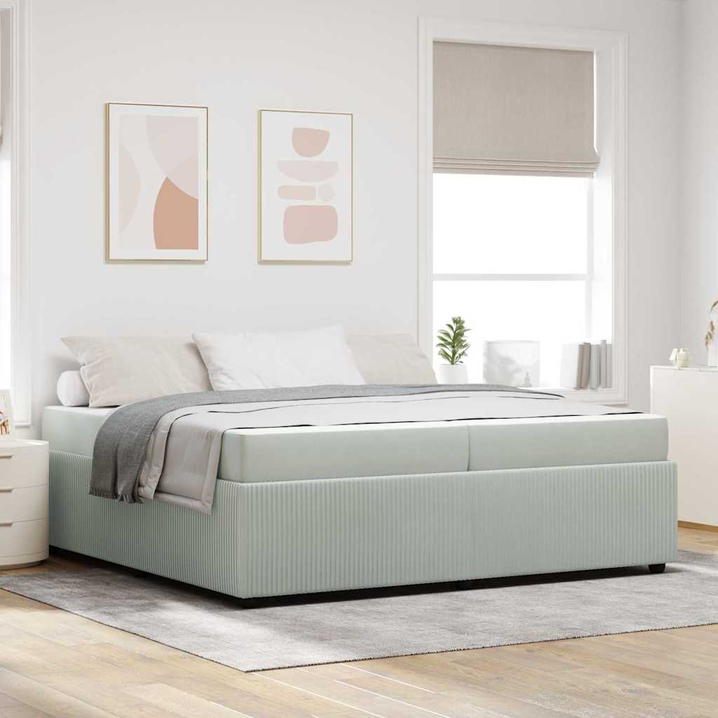 Cadre de lit avec matelas Gris clair 200 x 200 cm tissu - XIOS