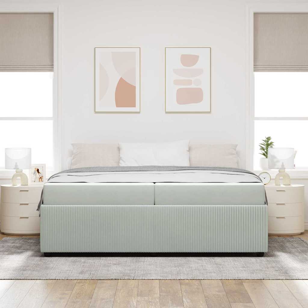 Cadre de lit avec matelas Gris clair 200 x 200 cm tissu - XIOS