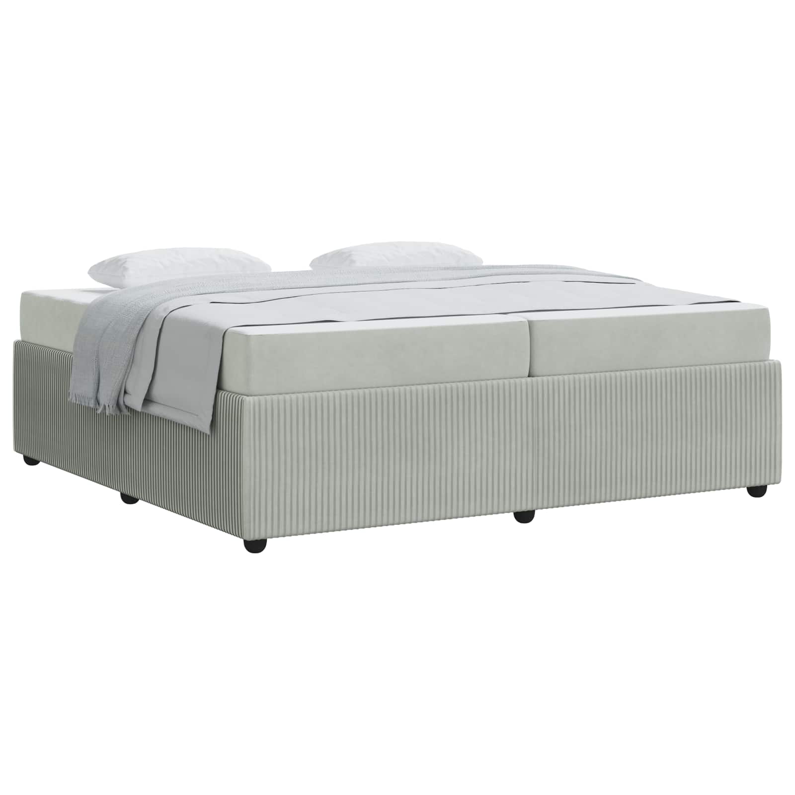 Cadre de lit avec matelas Gris clair 200 x 200 cm tissu - XIOS