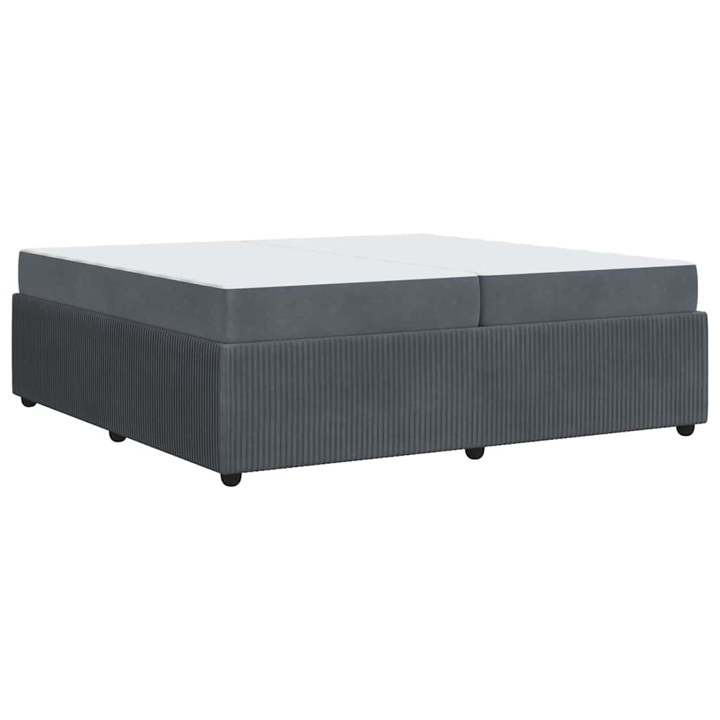 Cadre de lit avec matelas Gris foncé 200 x 200 cm Velours - XIOS