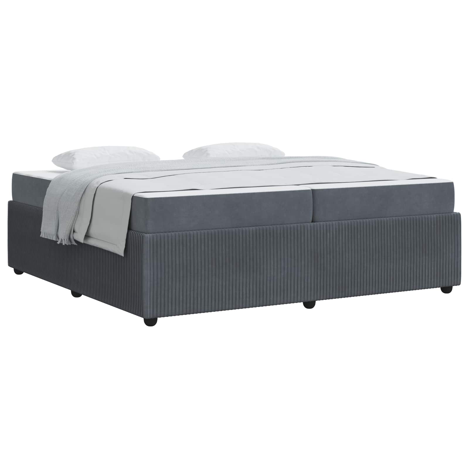 Cadre de lit avec matelas Gris foncé 200 x 200 cm tissu - XIOS