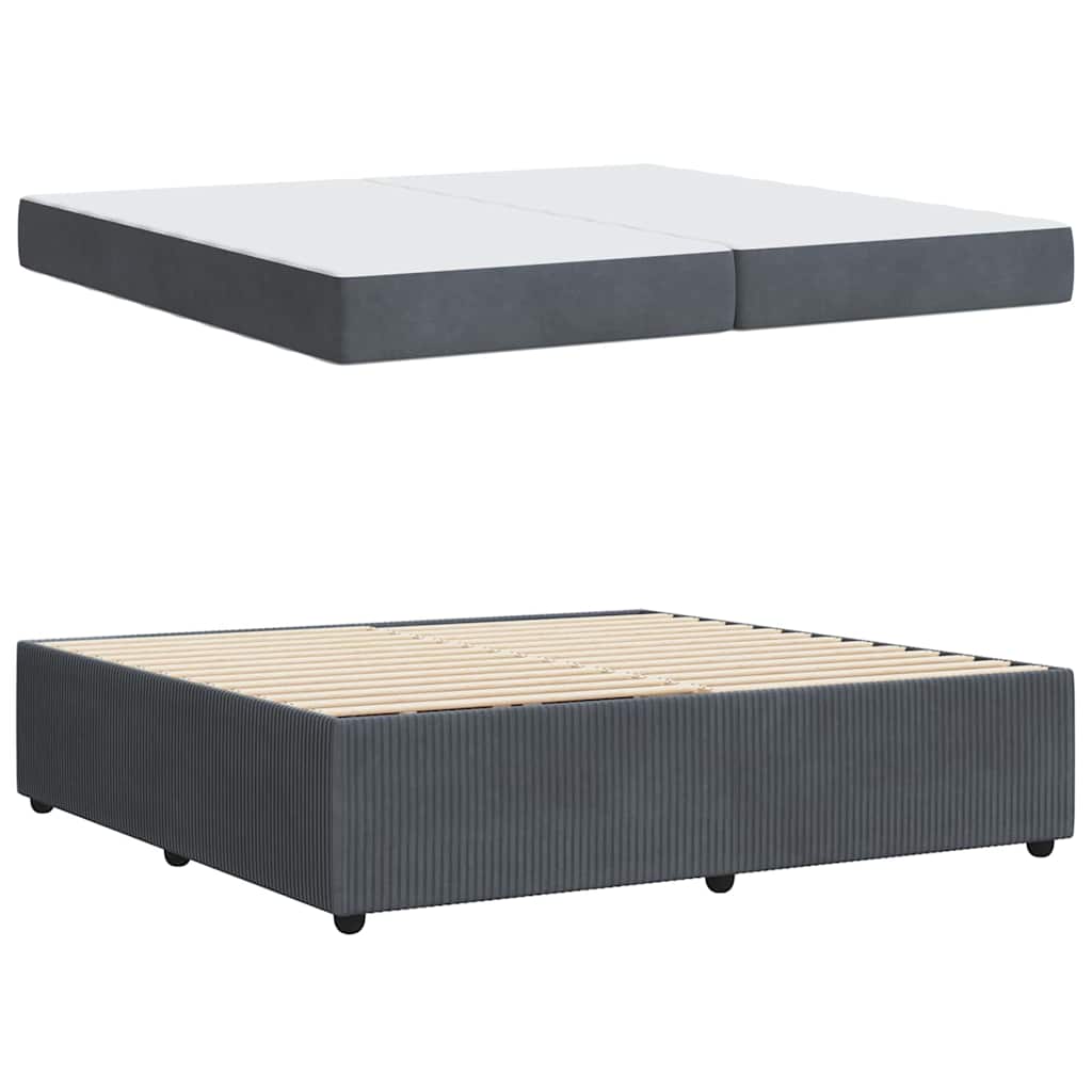 Cadre de lit avec matelas Gris foncé 200 x 200 cm tissu - XIOS
