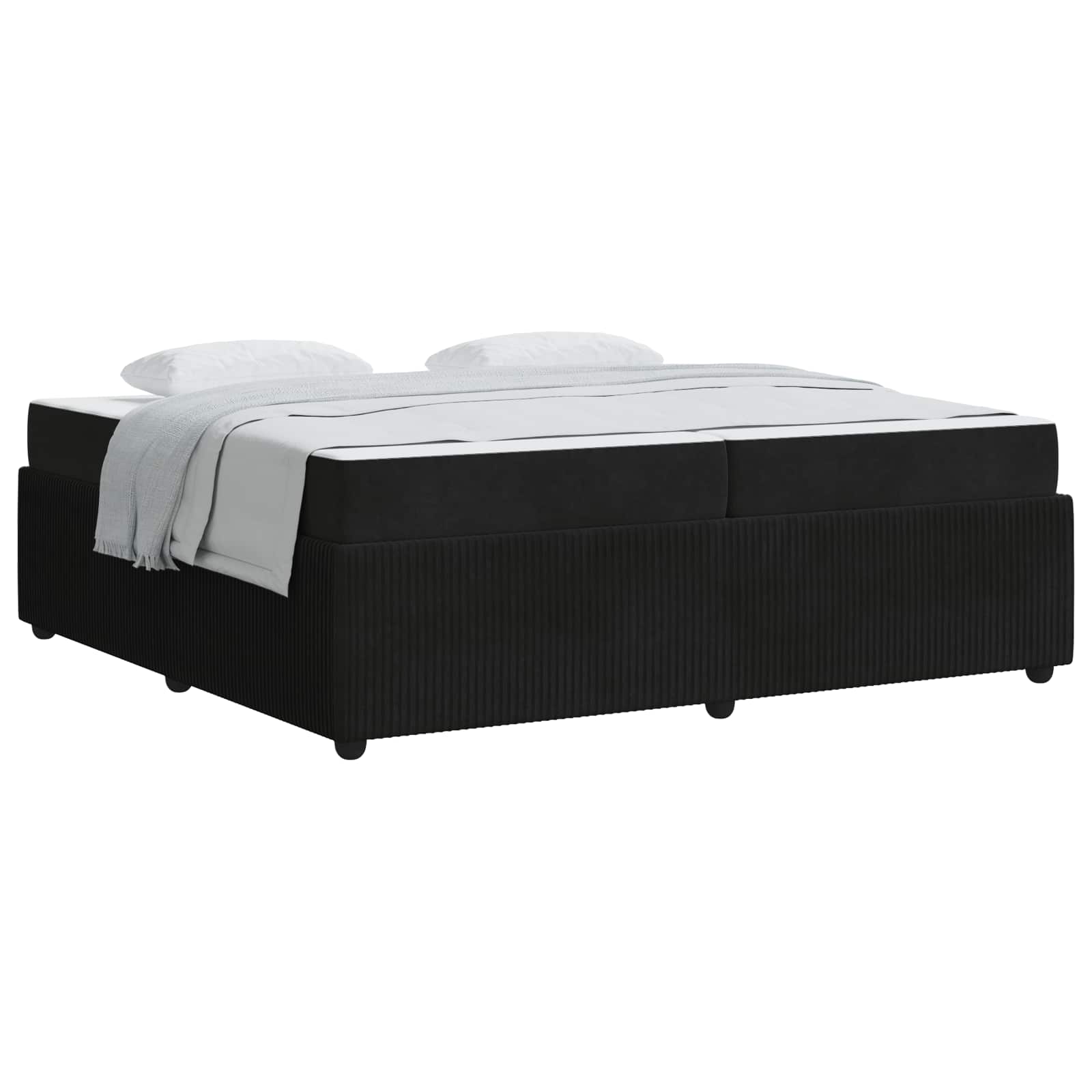 Cadre de lit avec matelas Noir 200 x 200 cm tissu - XIOS