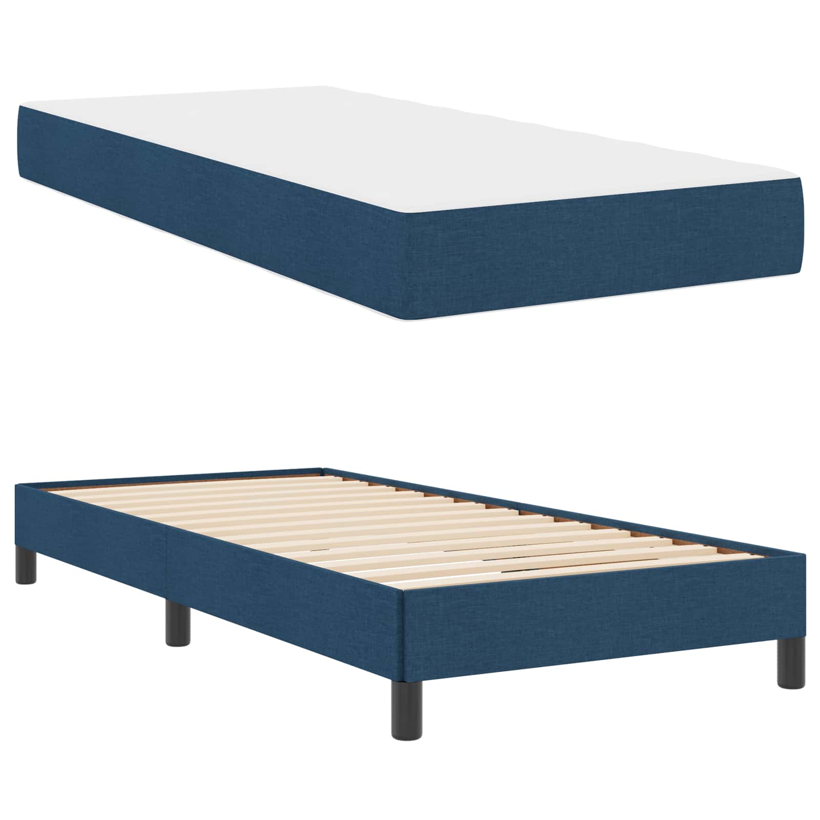 Lit à ressorts avec matelas Bleu 90 x 200 cm tissu - XIOS