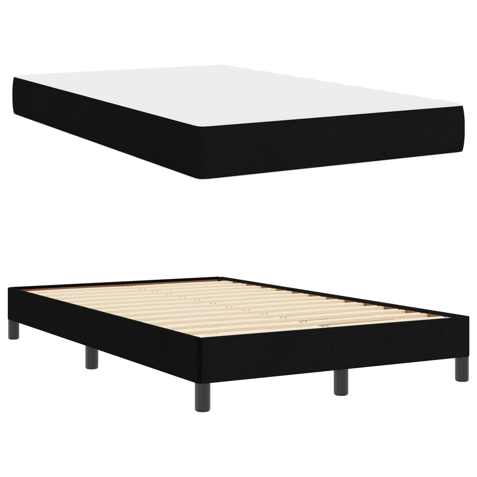 Lit à ressorts avec matelas Noir 120 x 200 cm tissu - XIOS