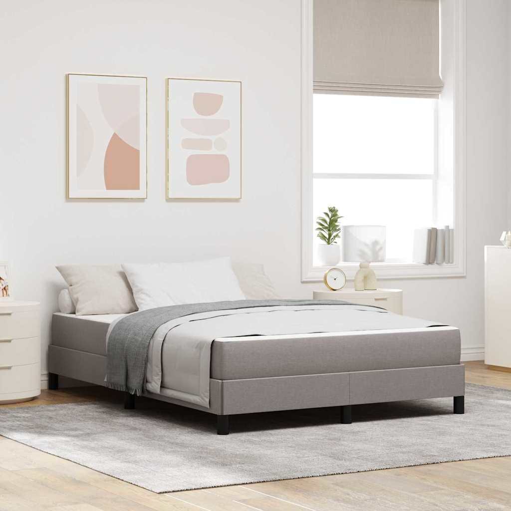 Lit à ressorts avec matelas Taupe 140 x 190 cm tissu - XIOS