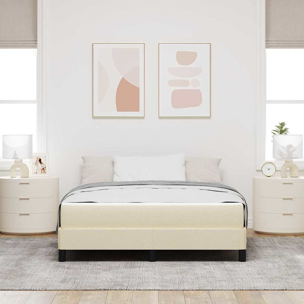 Lit à ressorts avec matelas Crème 140 x 200 cm tissu - XIOS