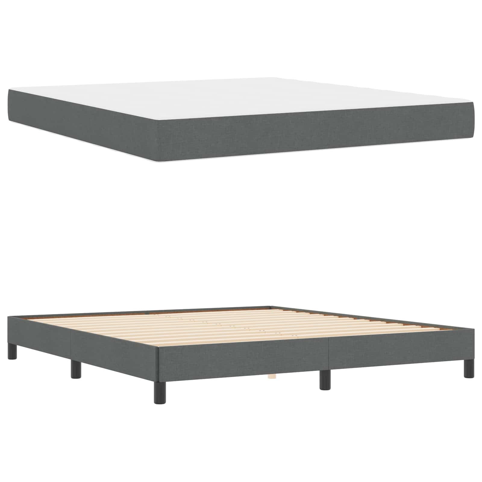 Lit à ressorts avec matelas Gris foncé 180 x 200 cm tissu - XIOS