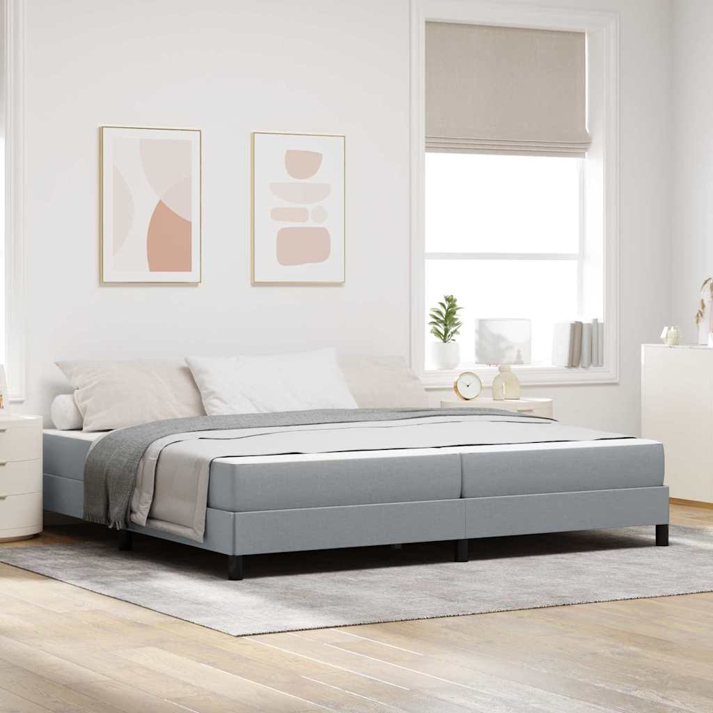 Lit à ressorts avec matelas Gris clair 200 x 200 cm tissu - XIOS