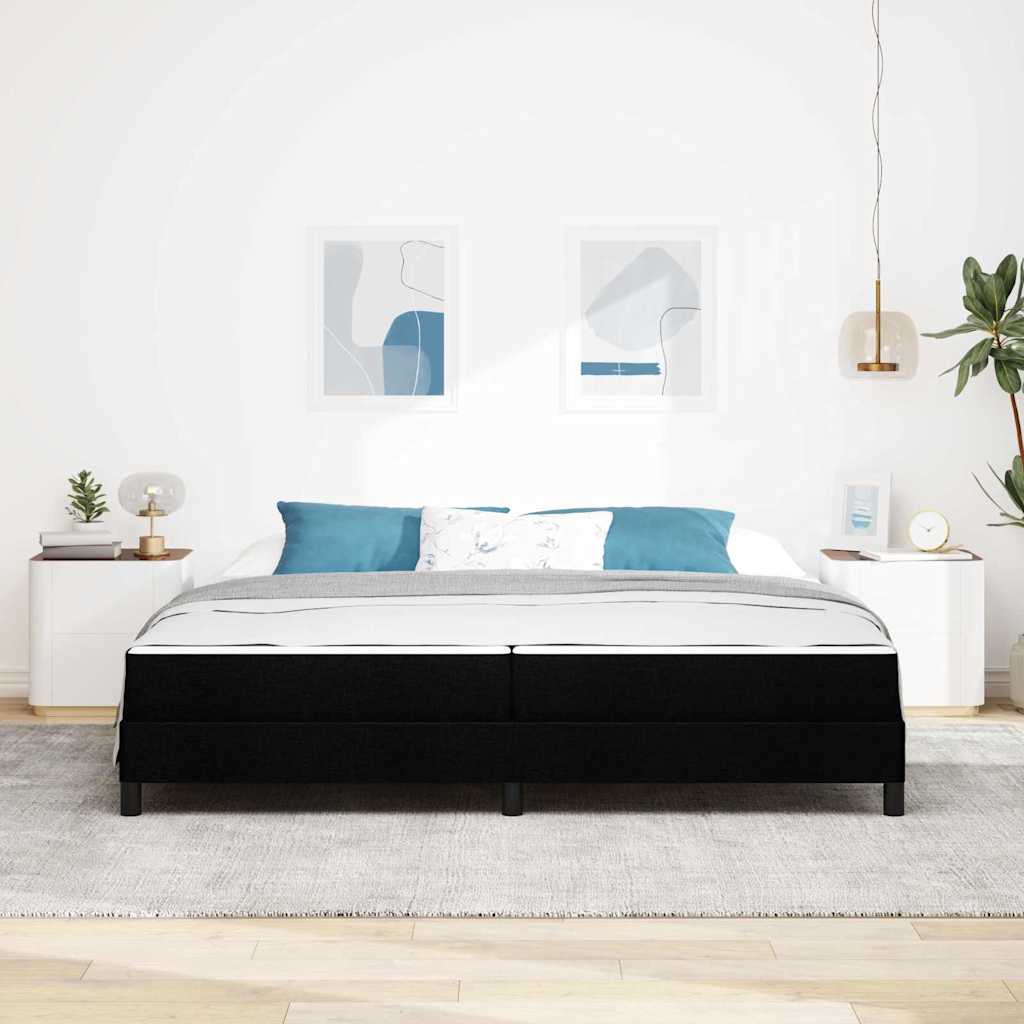 Lit à ressorts avec matelas Noir 200 x 200 cm tissu - XIOS