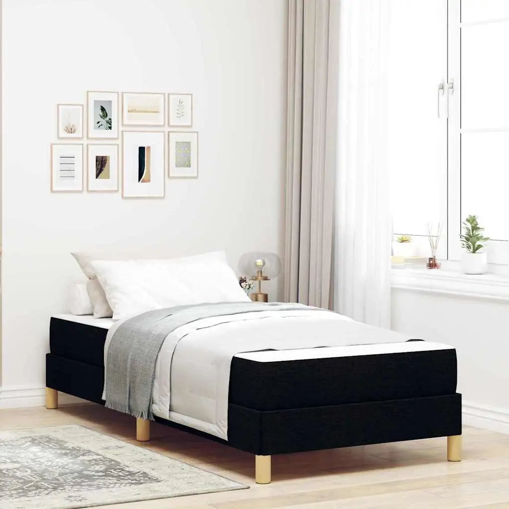 Lit à ressorts avec matelas Noir 90 x 190 cm tissu - XIOS