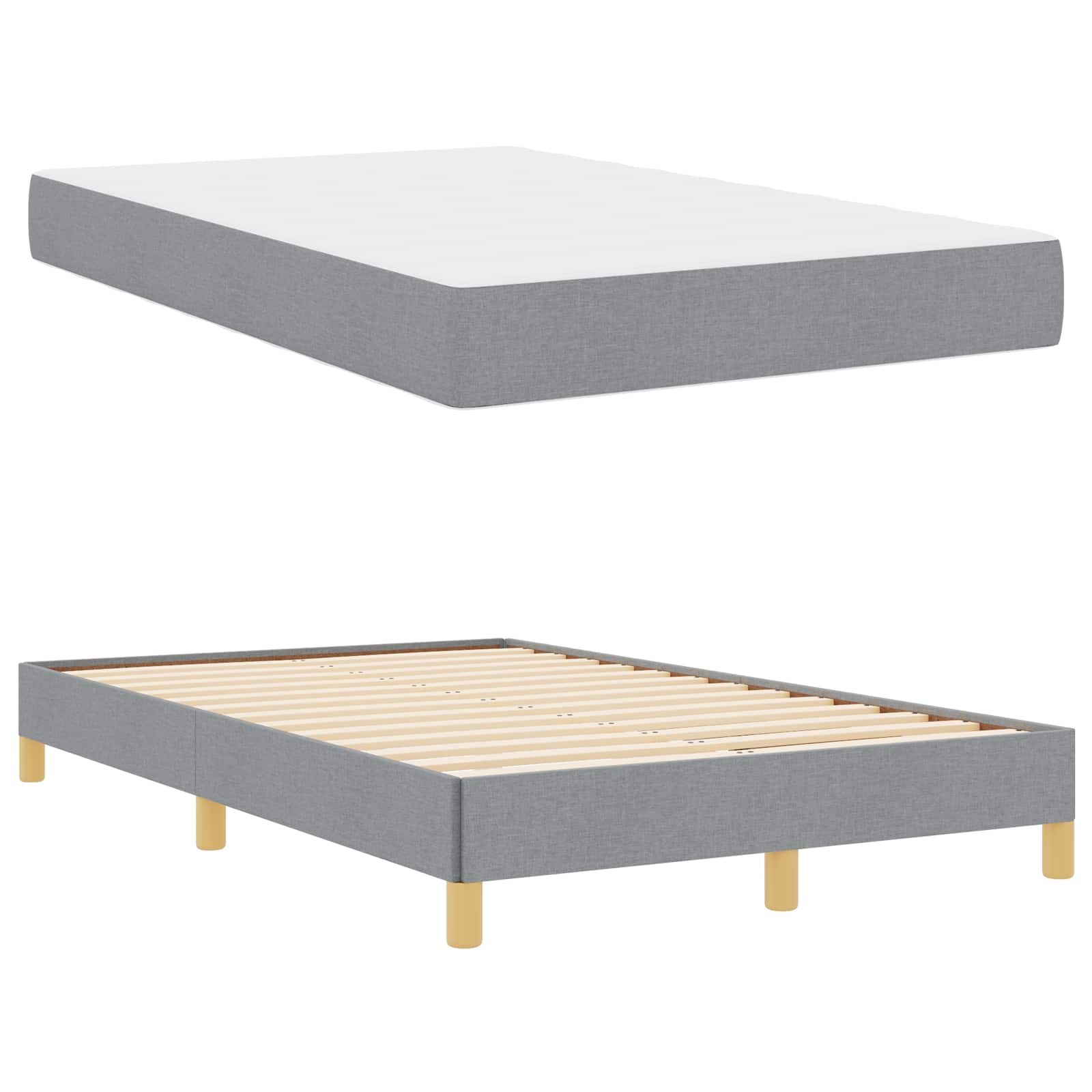 Lit à ressorts avec matelas Gris clair 120 x 200 cm tissu - XIOS