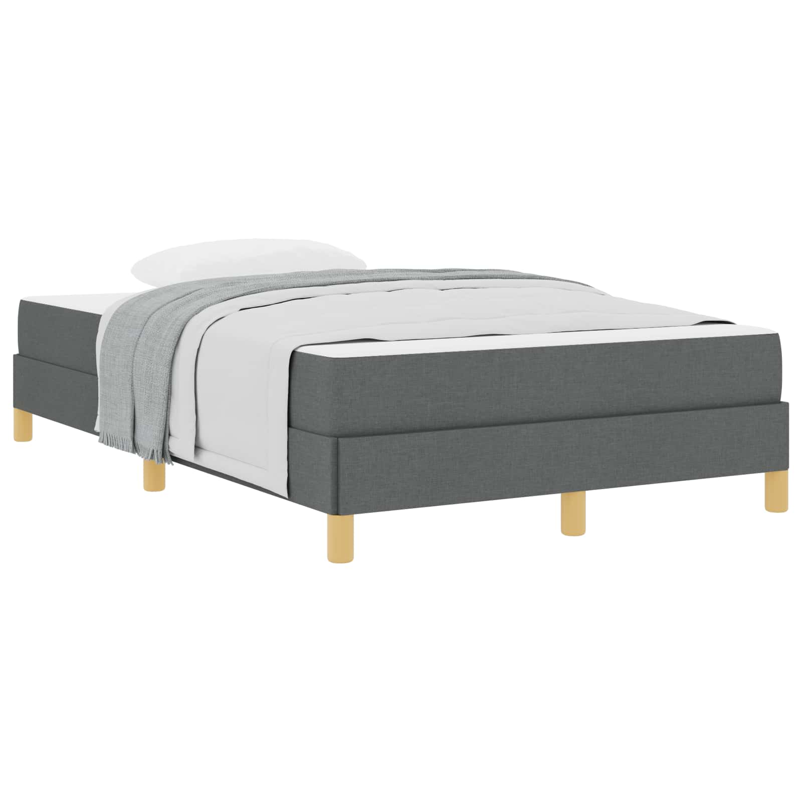 Lit à ressorts avec matelas Gris foncé 120 x 200 cm tissu