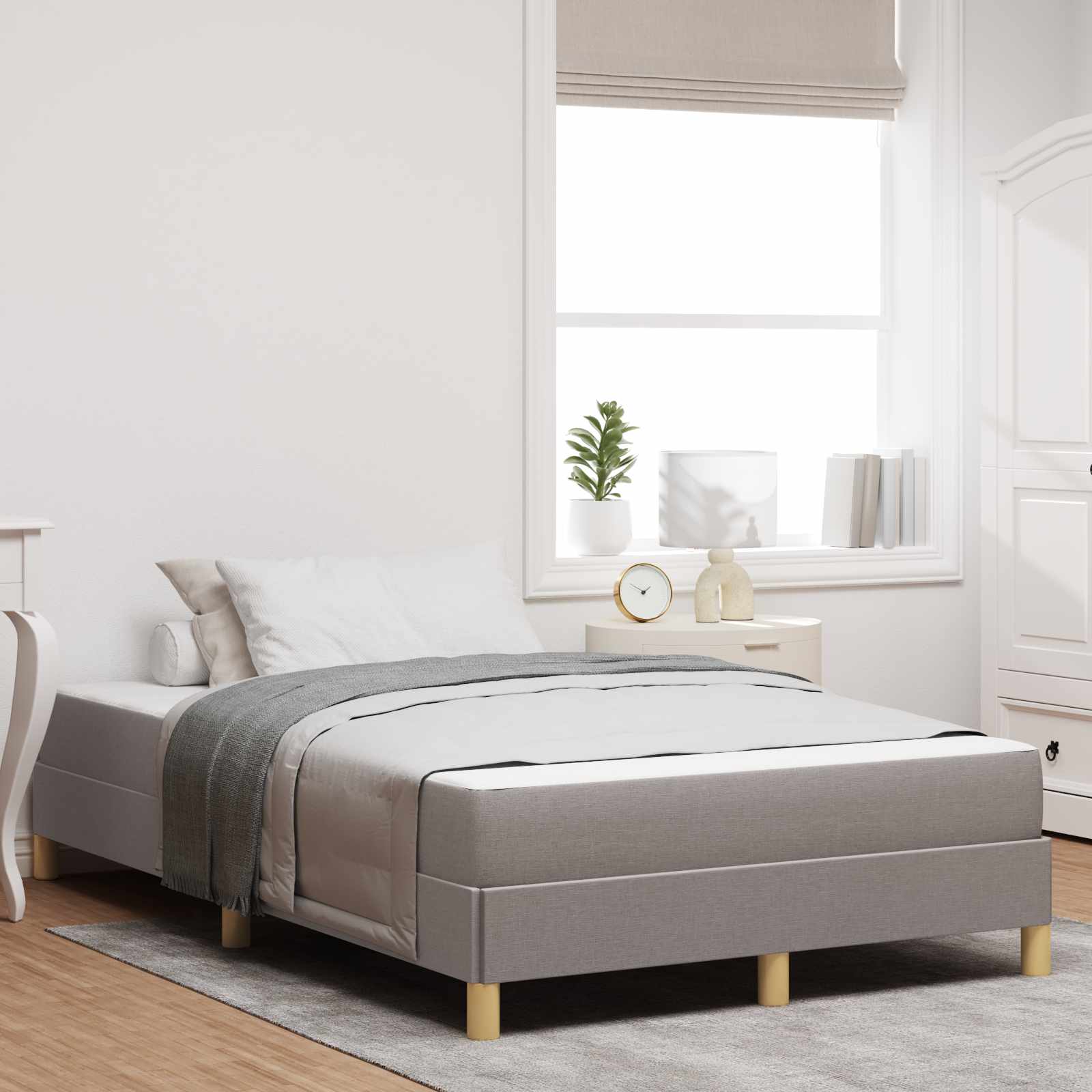 Lit à ressorts avec matelas Taupe 120 x 200 cm tissu - XIOS