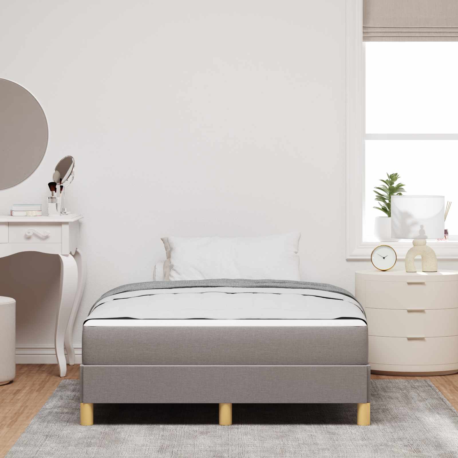 Lit à ressorts avec matelas Taupe 120 x 200 cm tissu - XIOS