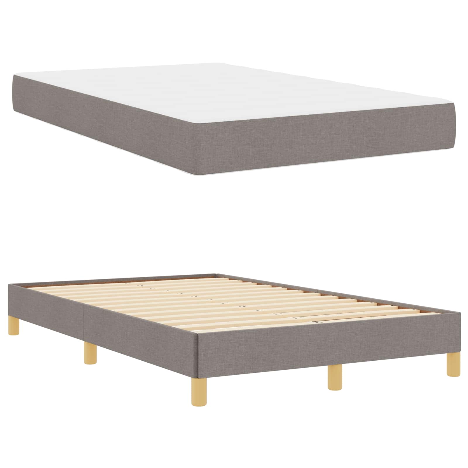 Lit à ressorts avec matelas Taupe 120 x 200 cm tissu - XIOS