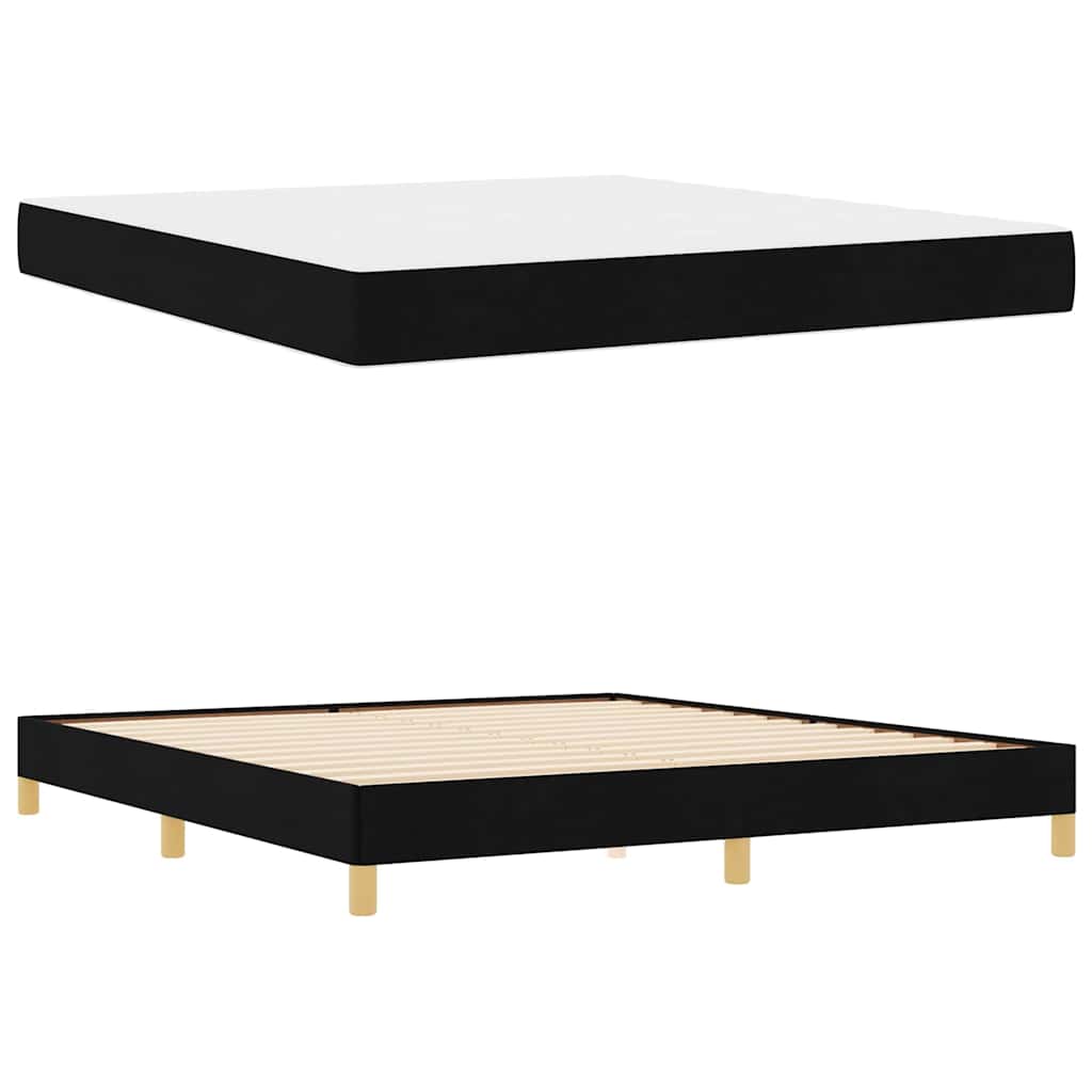 Lit à ressorts avec matelas Noir 180 x 200 cm tissu - XIOS